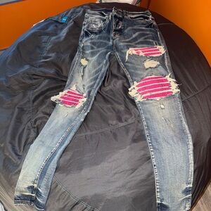 AMIRI Blue Distressed Jeans
